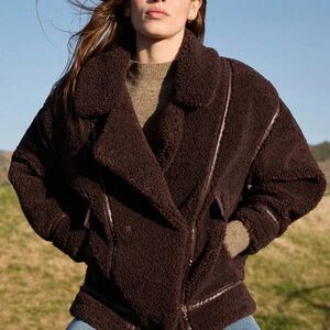Z SUPPLY ARI SHERPA COAT DARK CHOCOLATE